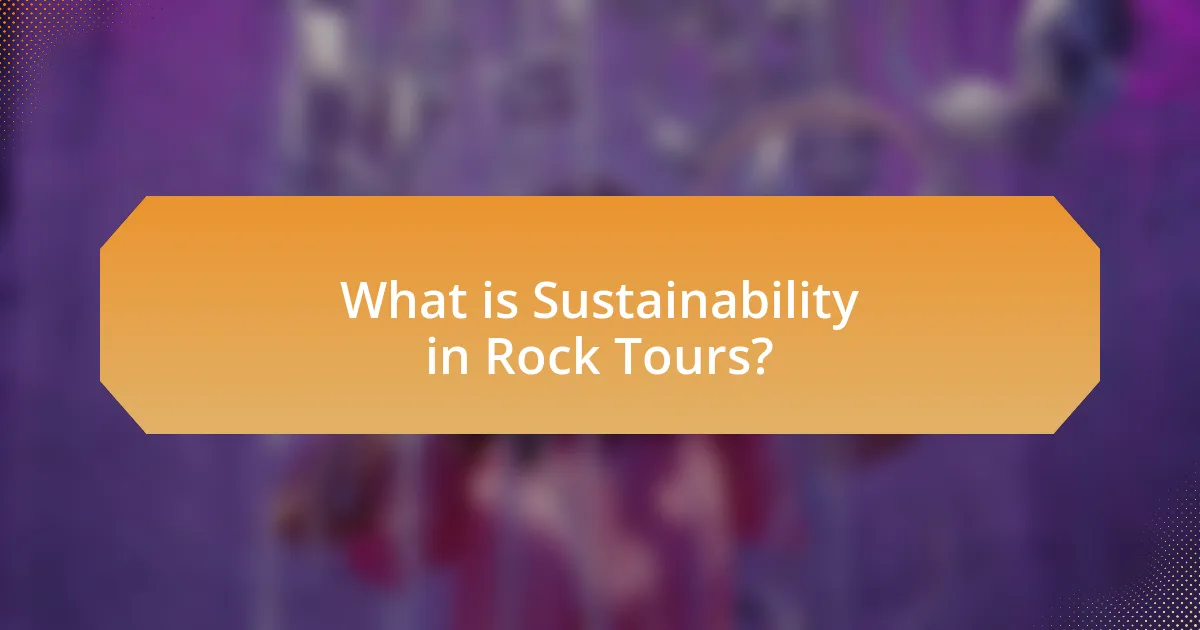 What is Sustainability in Rock Tours?